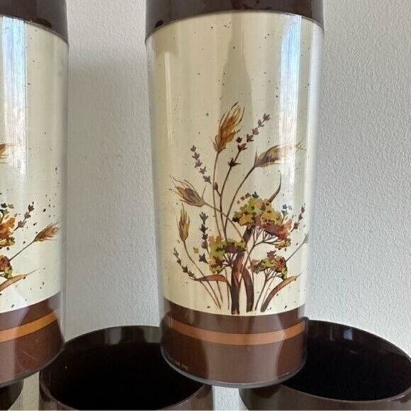 Set of 5 Vintage THERMO SERV WHEAT Drinking Glass Plastic Dried Grasses 1980s - Picture 4 of 4